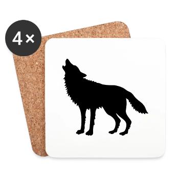 Loup Hurlant (Silhouette) - Dessous de verre (lot de 4) - blanc - Devant