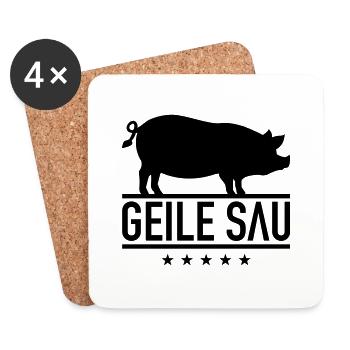 geile_sau__1_f1 - Untersetzer (4er-Set) - Weiß - Vorne