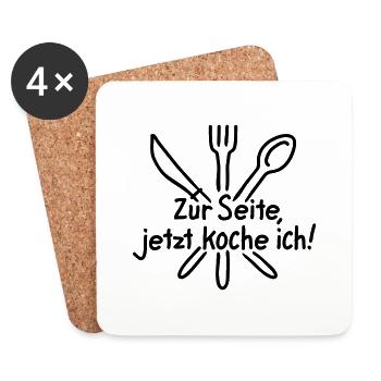 Zur Seite, jetzt koche ich! - line - Untersetzer (4er-Set) - Weiß - Vorne