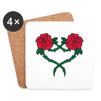 Coeur de fleur de rose 2 3c - Dessous de verre (lot de 4) - blanc - Devant
