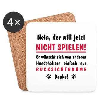 will nicht spielen will nur spielen - Untersetzer (4er-Set) - Weiß - Vorne
