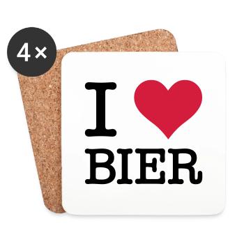 I Love Bier - Untersetzer (4er-Set) - Weiß - Vorne