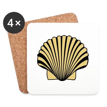 coquille saint jaques coquillage de Compostelle - Dessous de verre (lot de 4) - blanc - Devant