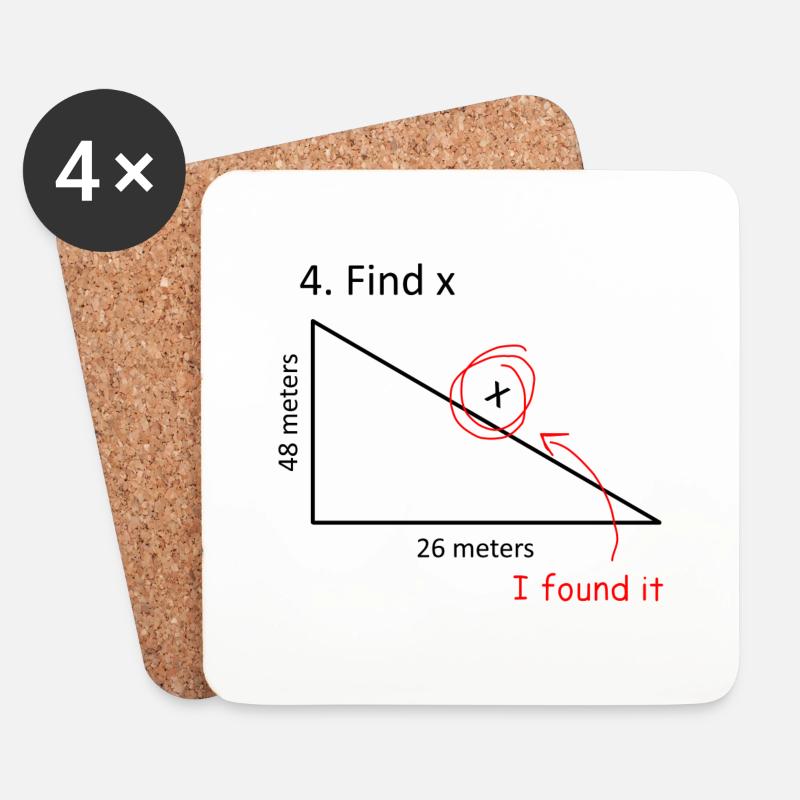 Finde x Find x Geometrie Mathematik Trigonometrie - Untersetzer (4er-Set) - Weiß