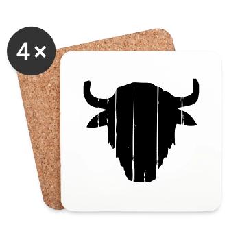 Vintage Buffalo Skull - Dessous de verre (lot de 4) - blanc - Devant