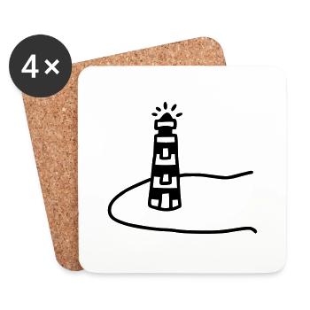 Leuchtturm Insel - Untersetzer (4er-Set) - Weiß - Vorne