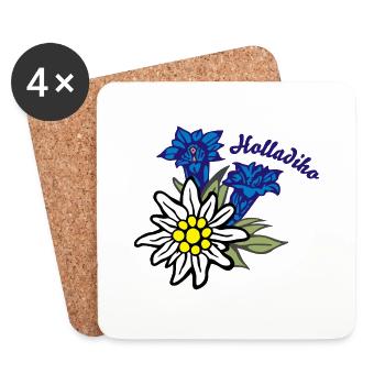 (edelweiss_mit_enzian_holladiho) - Untersetzer (4er-Set) - Weiß - Vorne