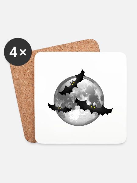 Smiley Bats - Untersetzer (4er-Set) - Weiß