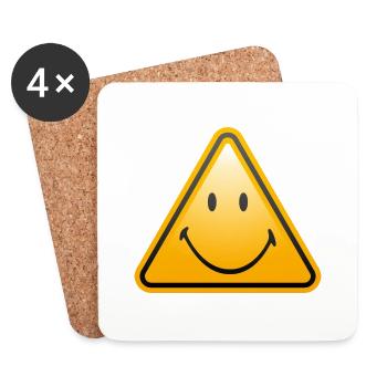 Smiley Shield - Dessous de verre (lot de 4) - blanc - Devant