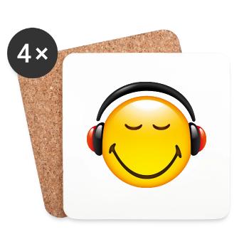 Smiley Glossy Headphones on - Dessous de verre (lot de 4) - blanc - Devant
