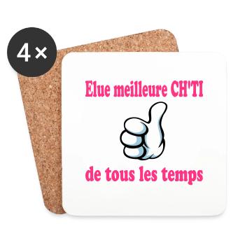 Elue meilleure ch'ti de tous les temps - Dessous de verre (lot de 4) - blanc - Devant