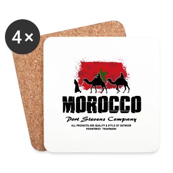 Morocco - Camel & Flag - Untersetzer (4er-Set) - Weiß - Vorne