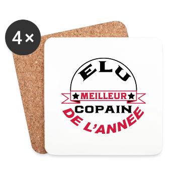 Elu meilleur copain de l'année - Dessous de verre (lot de 4) - blanc - Devant