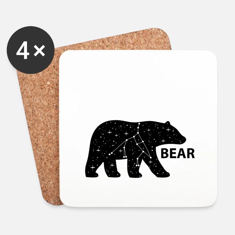 Big bear (b) - Coasters (set of 4) - white
