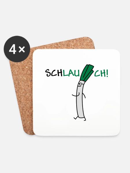 Schlauer Lauch - Untersetzer (4er-Set) - Weiß