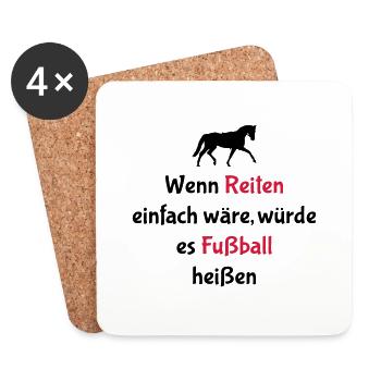 Wenn Reiten einfach wäre - Fußball - Untersetzer (4er-Set) - Weiß - Vorne