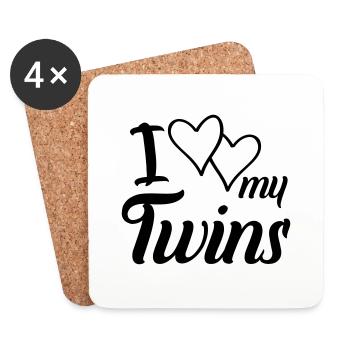 hearts i love my twins - Untersetzer (4er-Set) - Weiß - Vorne