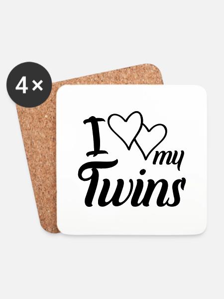 hearts i love my twins - Untersetzer (4er-Set) - Weiß