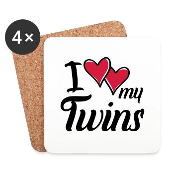 i love my twins hearts - Untersetzer (4er-Set) - Weiß - Vorne