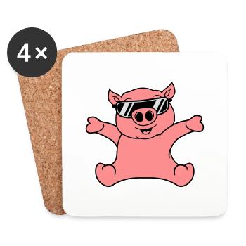 cool sunglasses sitting friendly small child baby - Coasters (set of 4) - white - Front