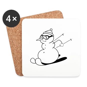 ski_snowman_01 - Untersetzer (4er-Set) - Weiß - Vorne