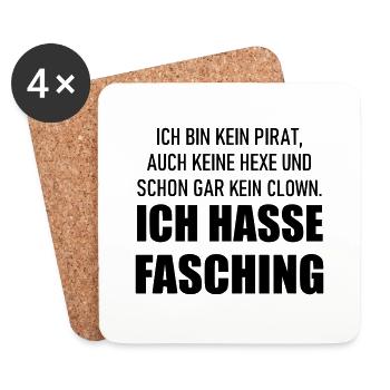Ich hasse Fasching - Untersetzer (4er-Set) - Weiß - Vorne