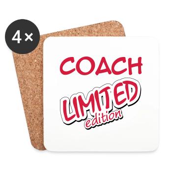 Foot / Coach / Entraineur / Basket / Tennis / Pap - Dessous de verre (lot de 4) - blanc - Devant