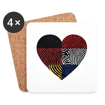 Allemagne Hollande Pays-Bas identité coeur - Dessous de verre (lot de 4) - blanc - Devant