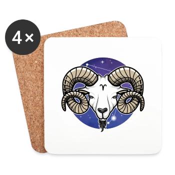 Signe du zodiaque Bélier - Dessous de verre (lot de 4) - blanc - Devant