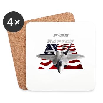 F-22 Raptor Jet - Coasters (set of 4) - white - Front