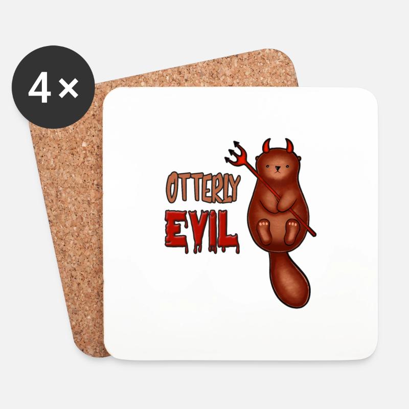 Otterly Evil Otter Pun - Untersetzer (4er-Set) - Weiß