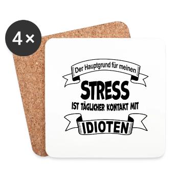 Funny reason for stress are idiots gift - Coasters (set of 4) - white - Front