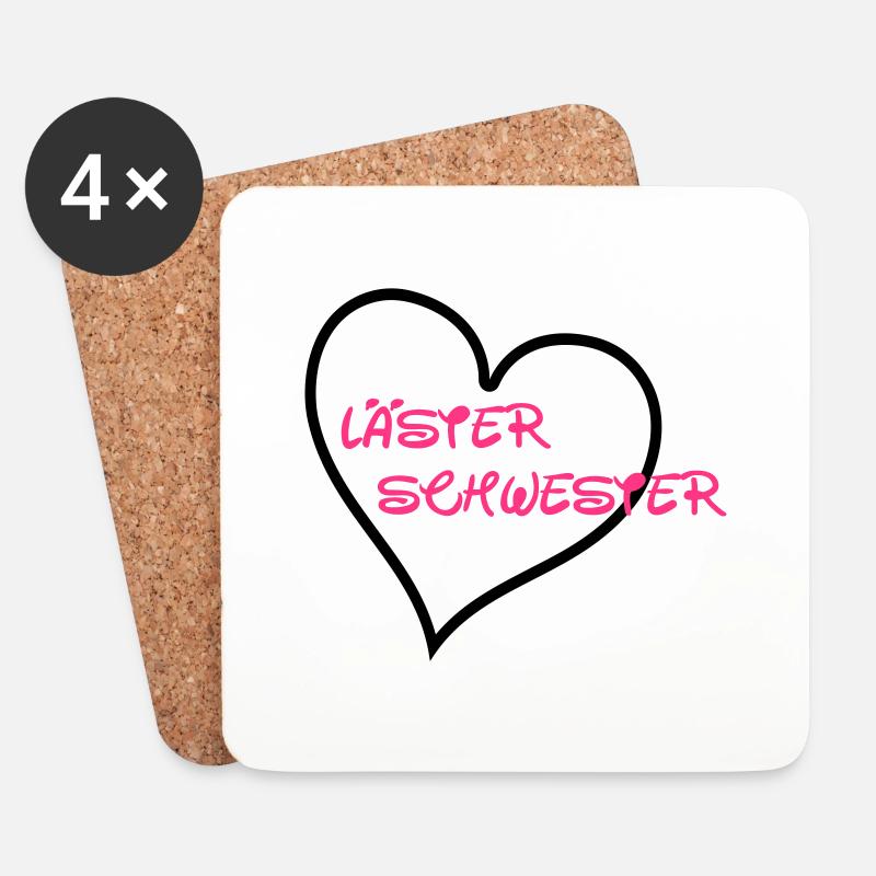 Läster Schwester Herz - Untersetzer (4er-Set) - Weiß