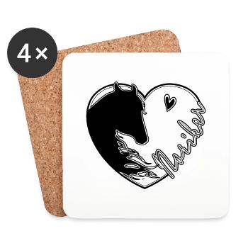 Noriker horse heart - Coasters (set of 4) - white - Front