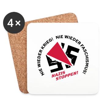Nie wieder Krieg! Nie wieder Faschismus! - Untersetzer (4er-Set) - Weiß - Vorne