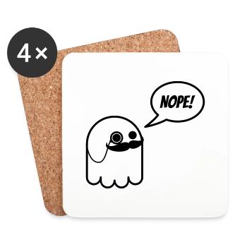 Monsieur fantôme avec moustache et monocle dit non - Dessous de verre (lot de 4) - blanc - Devant