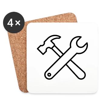 Wrench and hammer - Coasters (set of 4) - white - Front