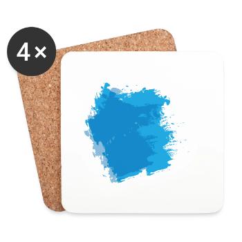 Peinture blob splash peintre cadeau coloré bleu - Dessous de verre (lot de 4) - blanc - Devant