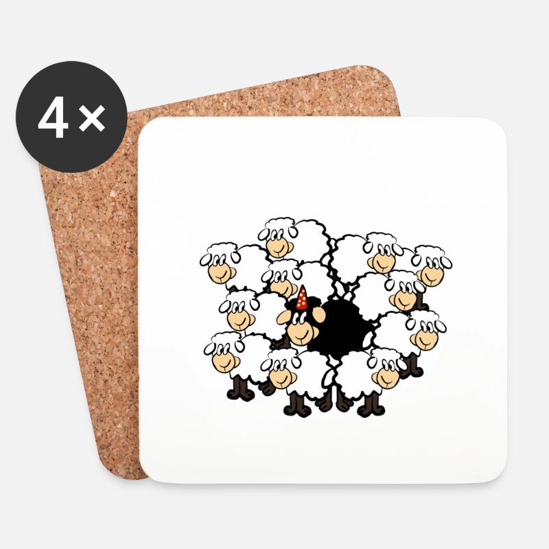 Sheep Party viele Schafe - Untersetzer (4er-Set) - Weiß