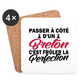 breton perfection - cadeau humour breton - Dessous de verre (lot de 4) - blanc - Devant