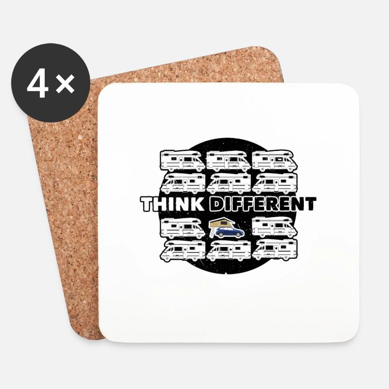"Think Different" Dachzelt Camper Geschenkidee - Untersetzer (4er-Set) - Weiß