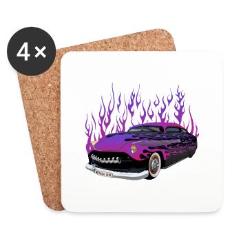 vintage car hot rod old American flame - Coasters (set of 4) - white - Front