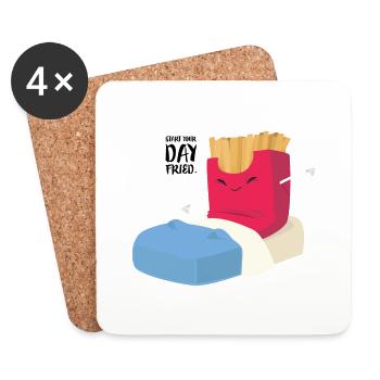 Fast-Food frites - Dessous de verre (lot de 4) - blanc - Devant