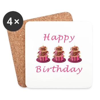 Joyeux anniversaire, anniversaire, sweats à capuche joyeux anniversaire, - Dessous de verre (lot de 4) - blanc - Devant