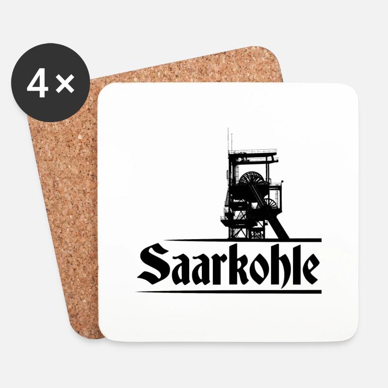 Saarkohle Zeche Saarland - Untersetzer (4er-Set) - Weiß