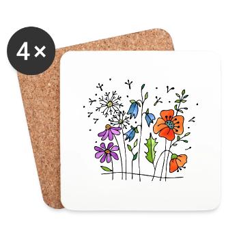 Blumen - Untersetzer (4er-Set) - Weiß - Vorne