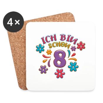 8 Jahre alt Geschenk 8. Geburtstag Ich bin schon 8 - Untersetzer (4er-Set) - Weiß - Vorne