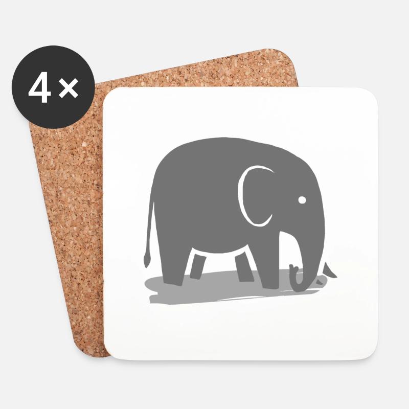 Elefant - Untersetzer (4er-Set) - Weiß