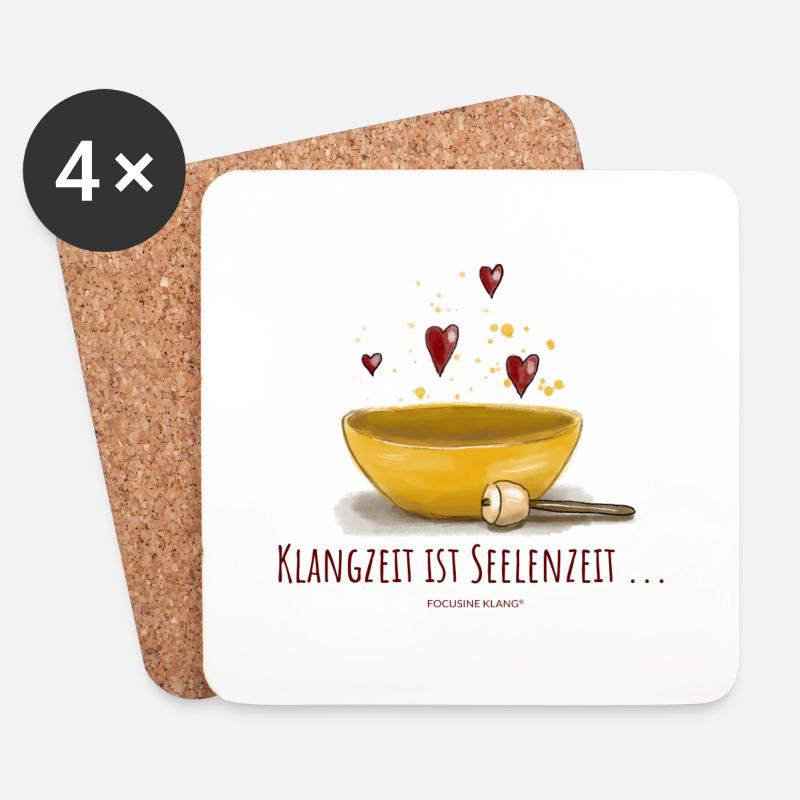 Klangschale / Klangschalen - Klangzeit - Untersetzer (4er-Set) - Weiß