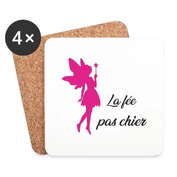 La fée pas chier - Dessous de verre (lot de 4) - blanc - Devant
